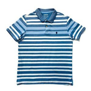 IZOD Advantage Performance Polo T-Shirt Stretch Short Sleeve Stripe Blue White M